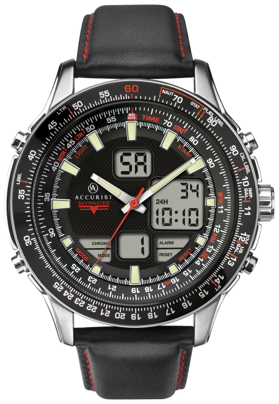 Accurist Skymaster Men's Black Leather Chronograph Watch (7241635