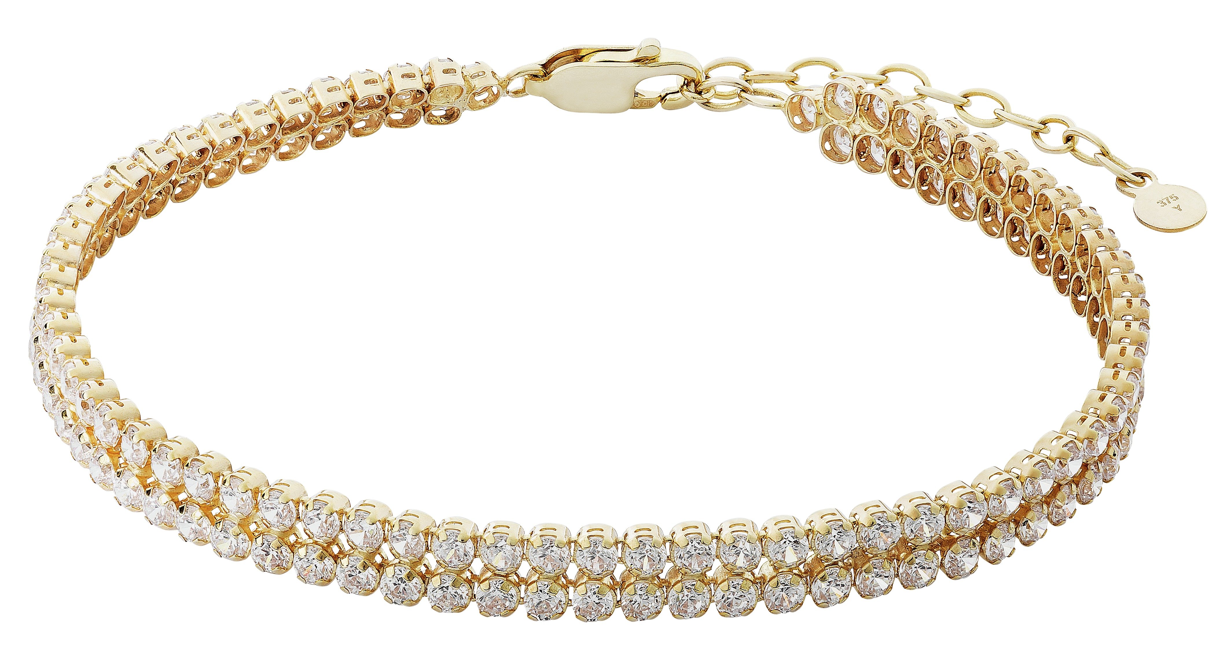 Review of Revere 9ct Gold Cubic Zirconia Two Row Tennis Bracelet