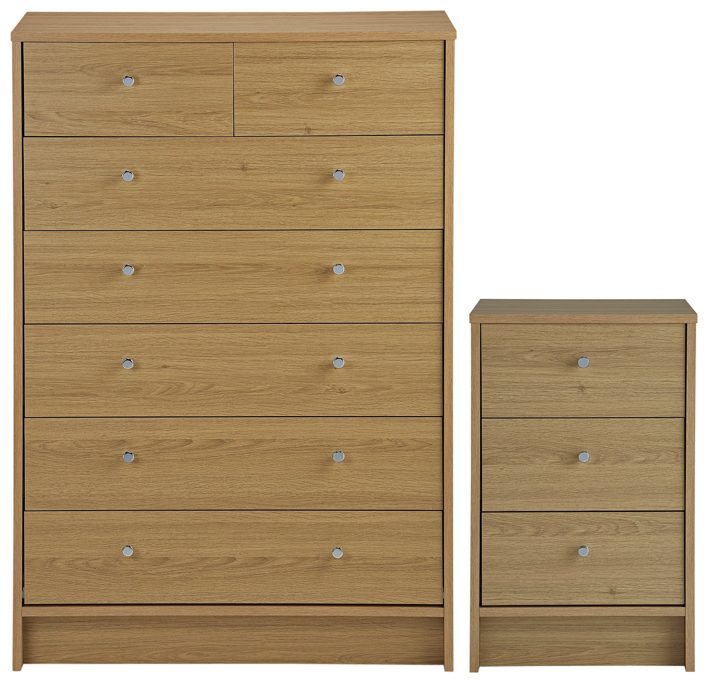 Argos Home Malibu Bedside & 5+2 Drawer Chest Set Oak Effect Reviews