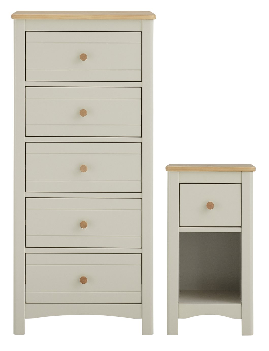 Argos Home Bournemouth Bedside & 5 Drw Chest Set Light Grey Reviews