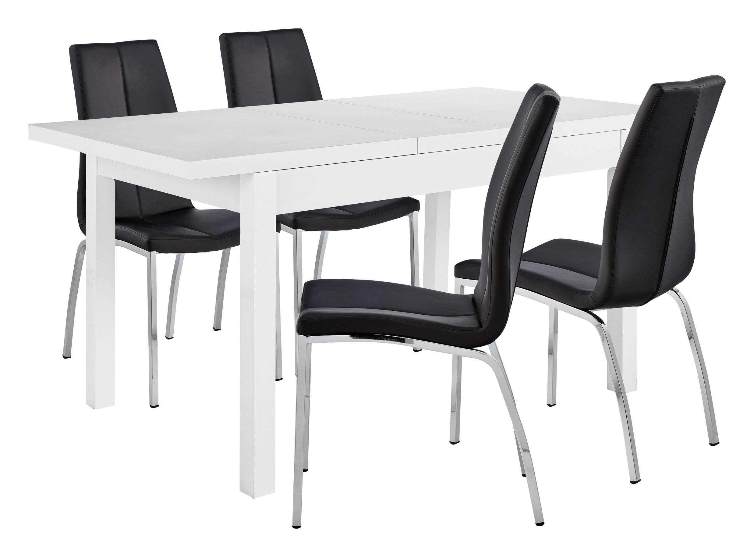 Argos Home Lyssa Gloss Extending Table & 4 Black Milo Chairs (7479665