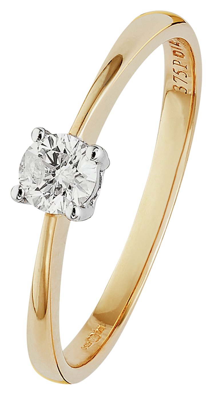 Revere 9ct Gold 0.25ct Diamond Solitaire Engagement Ring N (4290878