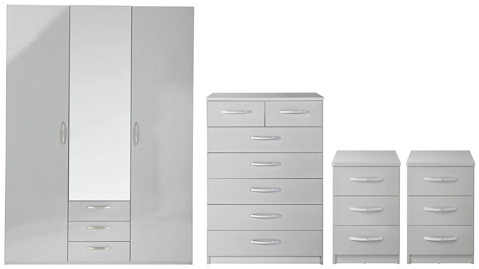 Argos Home Hallingford Grey Gloss 4 Piece Bedroom Package Reviews