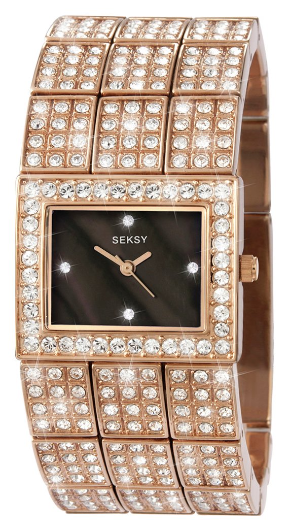  Argos Seksy Ladies' Brown Dial Rose Gold Colour Bracelet Watch