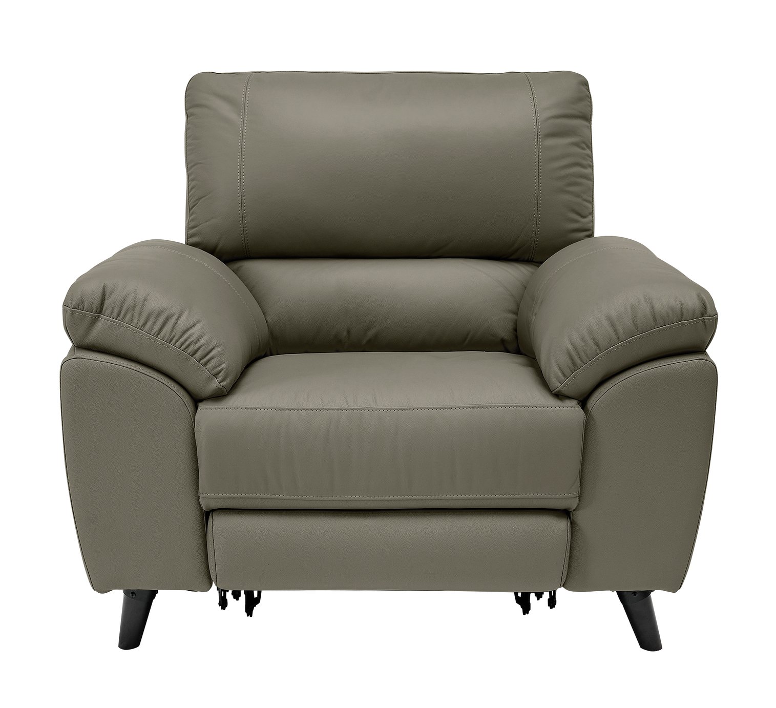 Halifax Electric Recliner Chair In Grey Leather And Walnut Base