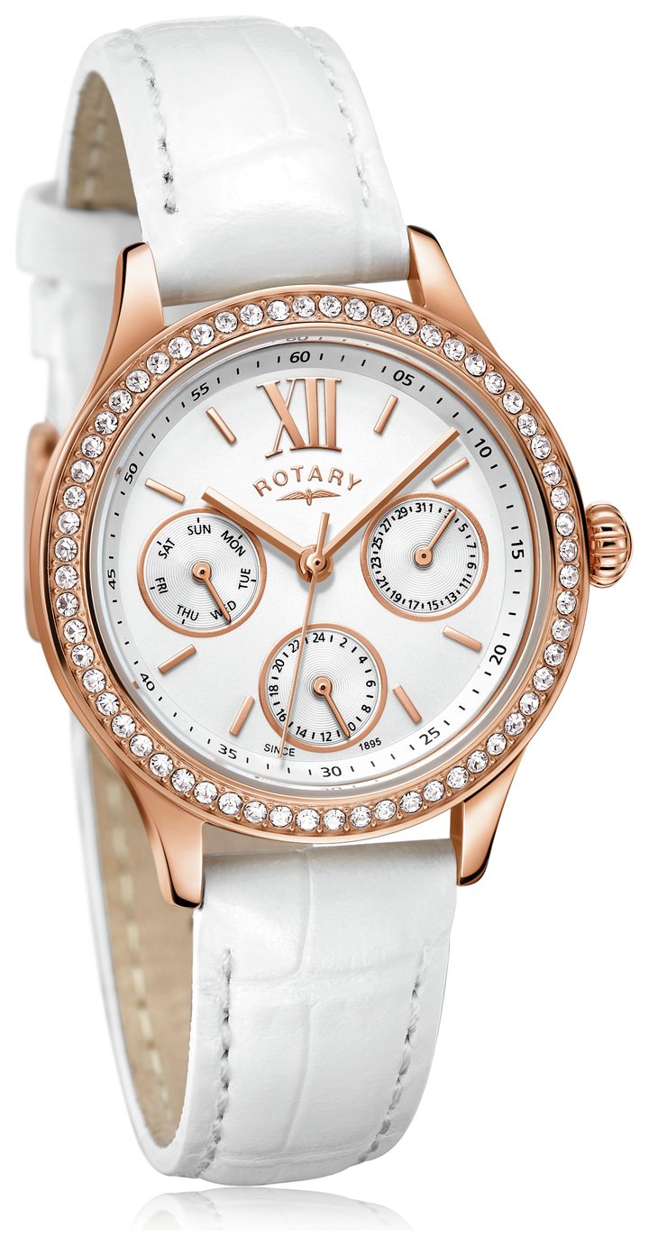 Rotary Ladies White leather Strap Watch Reviews Updated October 2023