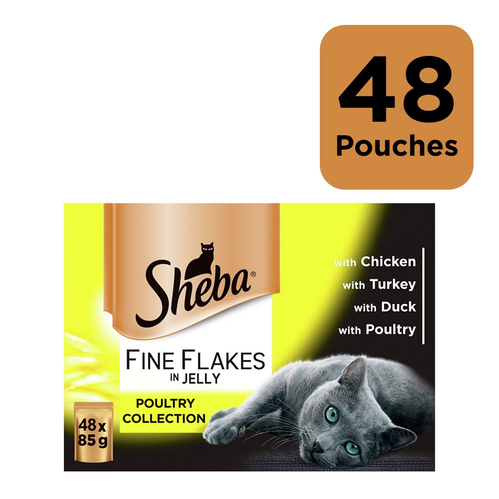 Sheba Fine Flakes Cat Food Pouches Fish in Jelly 48x85g Reviews