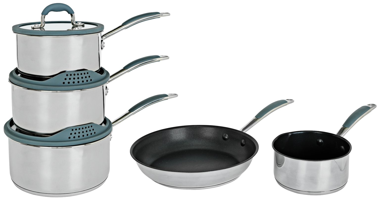 5 Piece Stainless Steel with Silicone Rim Pan Set Reviews