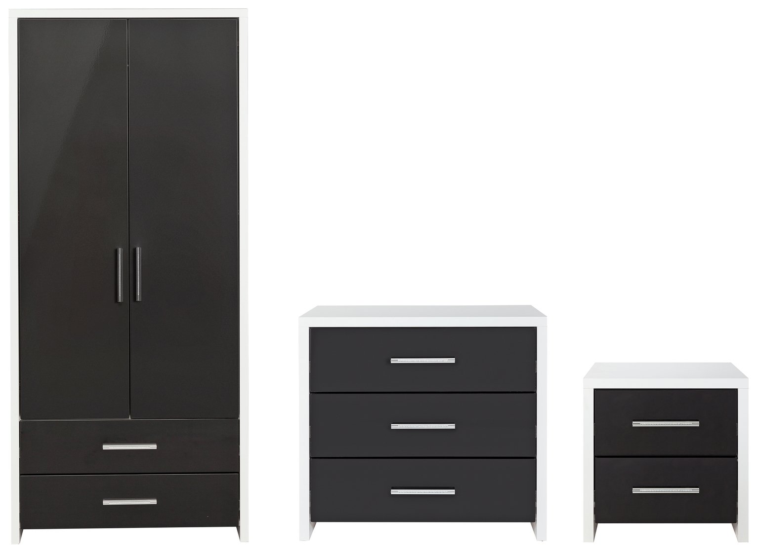 Argos Home Broadway Gloss 3 Piece Wardrobe Set Black/ White Reviews