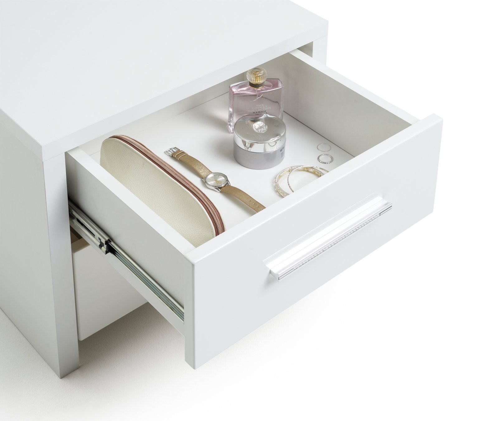 Argos Home Broadway 2Drw Bedside Table White Gloss &White Reviews