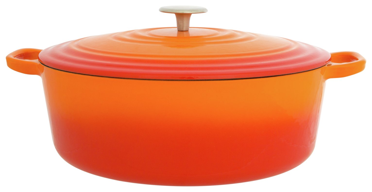 Sainsbury's Home 4.7L Cast Iron Oval Casserole Dish Orange Review