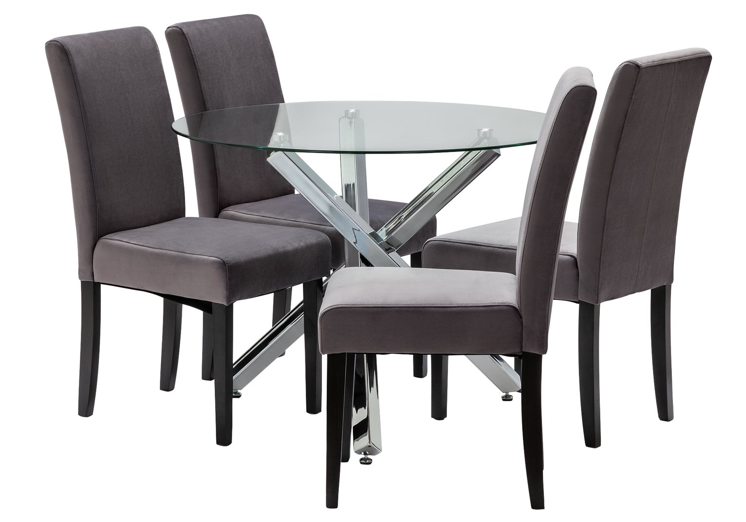 Argos Home Ava Chrome Round Table & 4 Velvet Chairs Reviews Updated