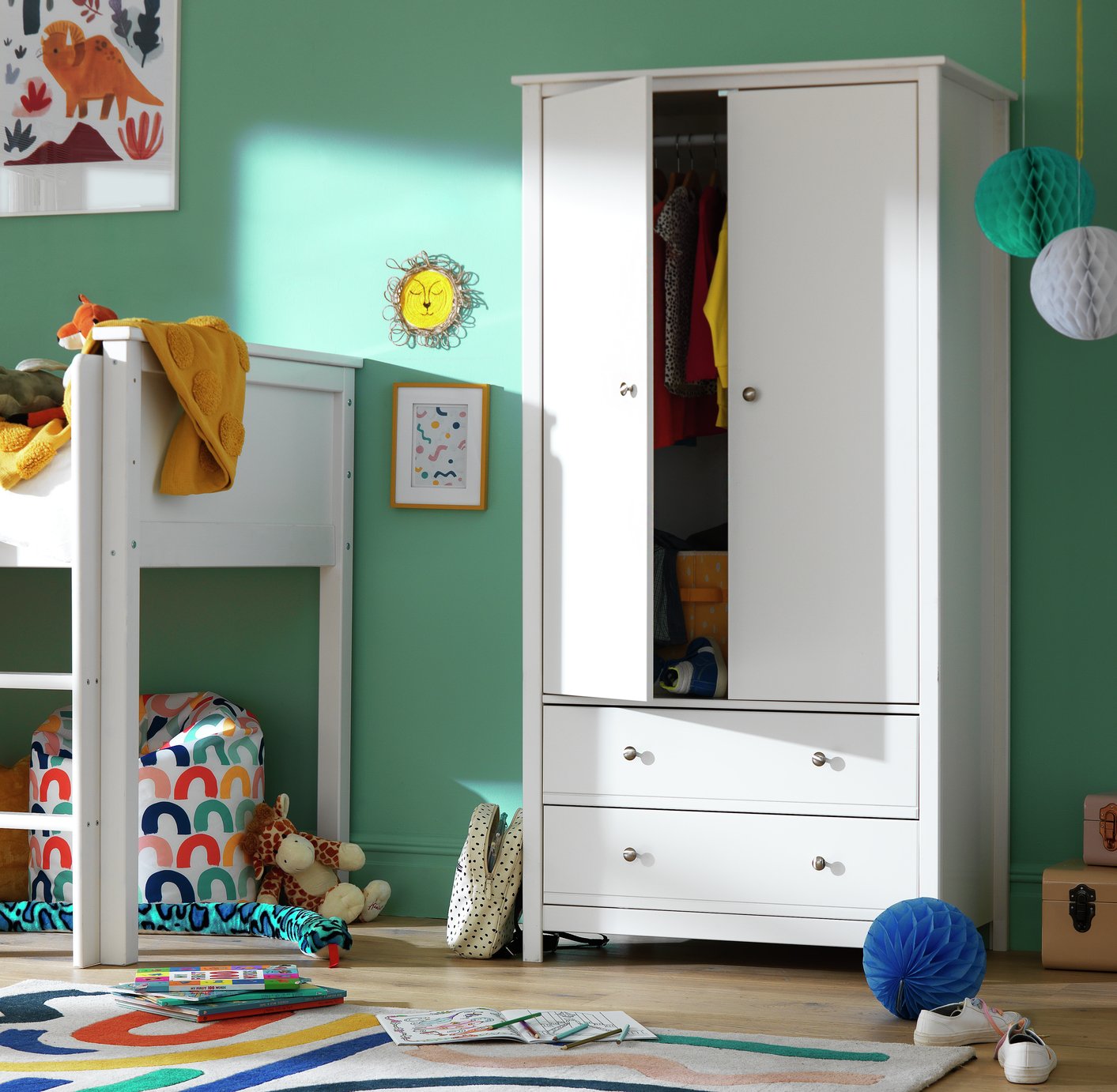 Habitat Kids Brooklyn 2 Door 2 Drawer Wardrobe White (8106951