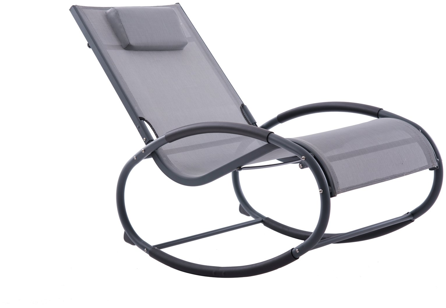 Vivere Wave Metal Rocker Chair Grey on Matte Black (8147192) Argos