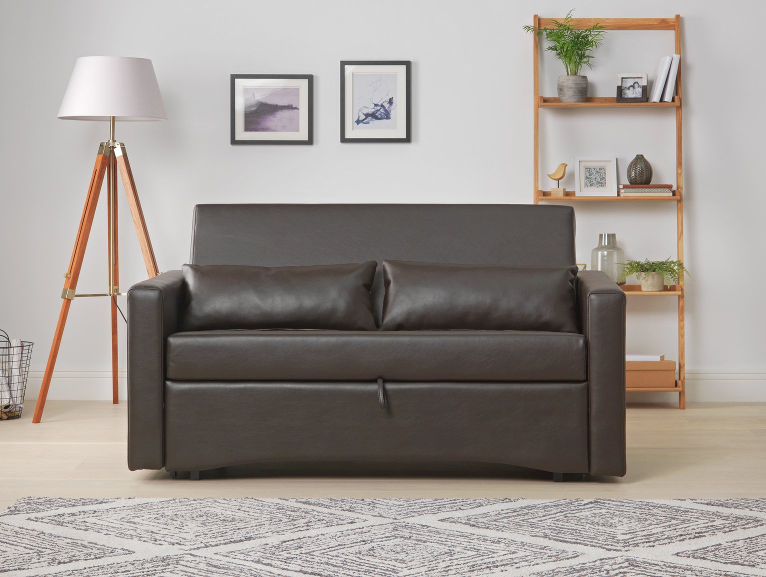 Argos Home Reagan 2 Seater Faux Leather Sofa Bed Dark Brown Reviews