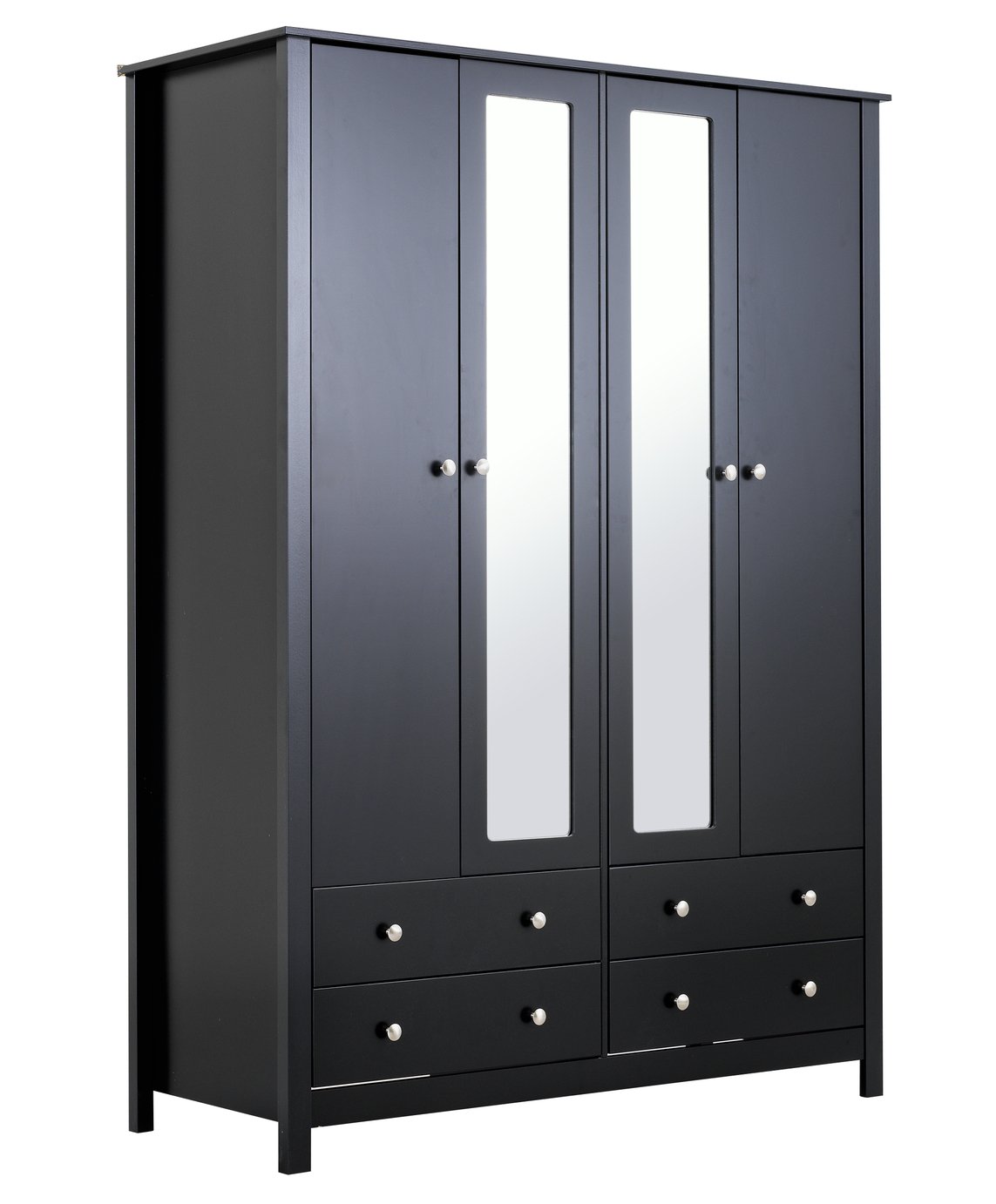 Habitat Osaka 4 Door 4 Drawer Mirrored Wardrobe Black (8165473