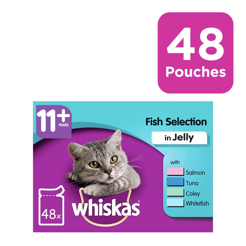 Whiskas 11+ Senior Cat Food Fish in Jelly 48 Pouches Reviews Updated June 2023