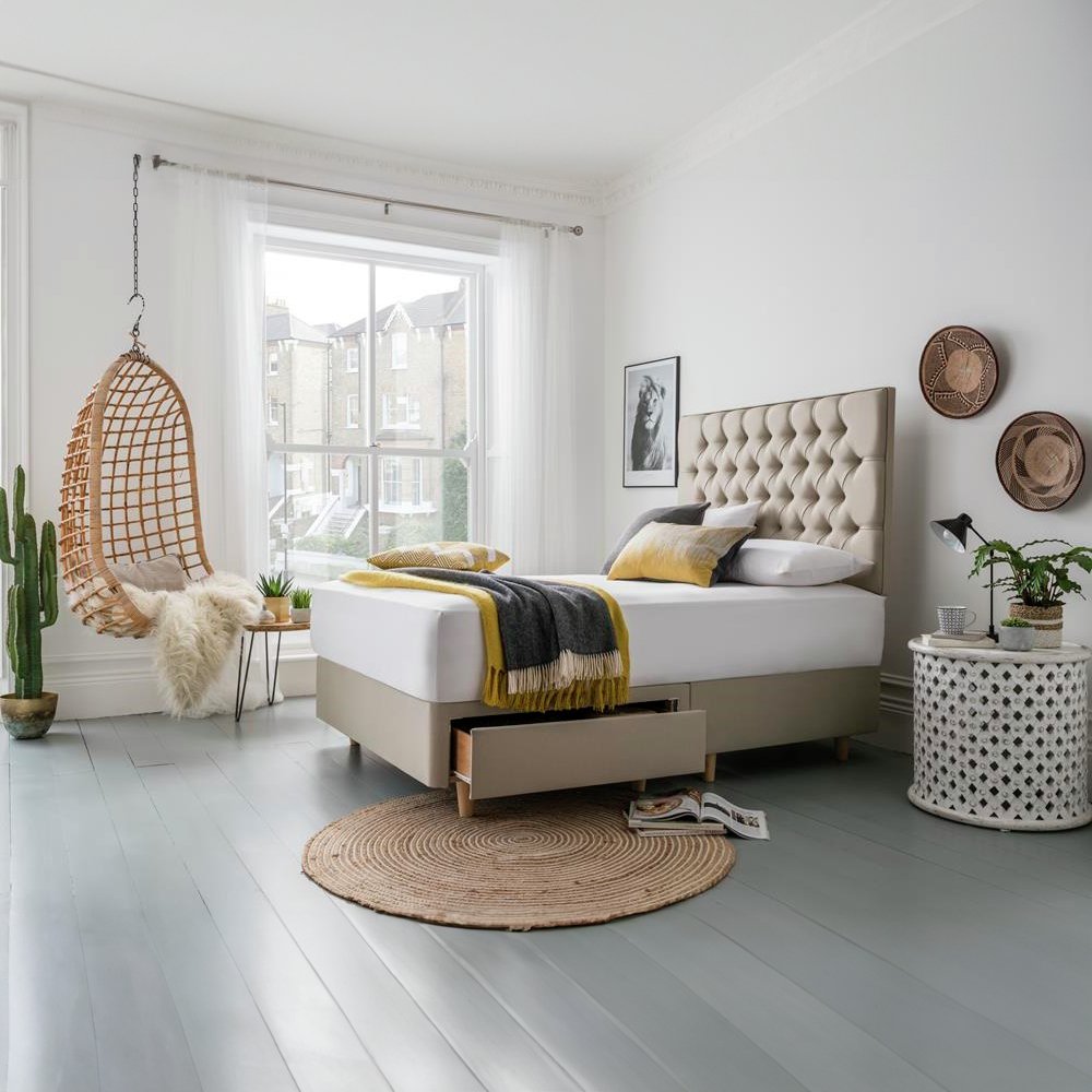 Silentnight 2 Drawer Kingsize Divan & Headboard Sandstone (8361291