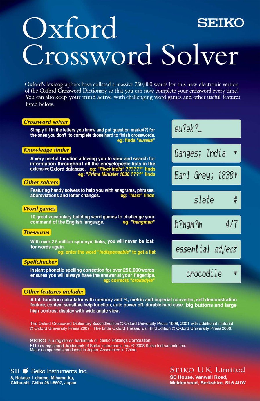 Seiko ER3700 Electronic Oxford Crossword Solver Reviews