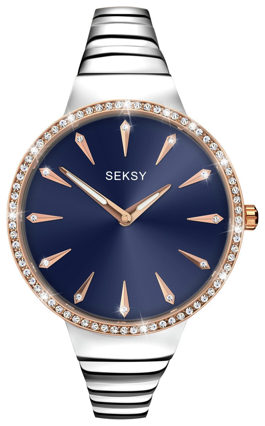 Seksy Ladies' Silver and Rose Gold Plated Stone Set Watch Reviews