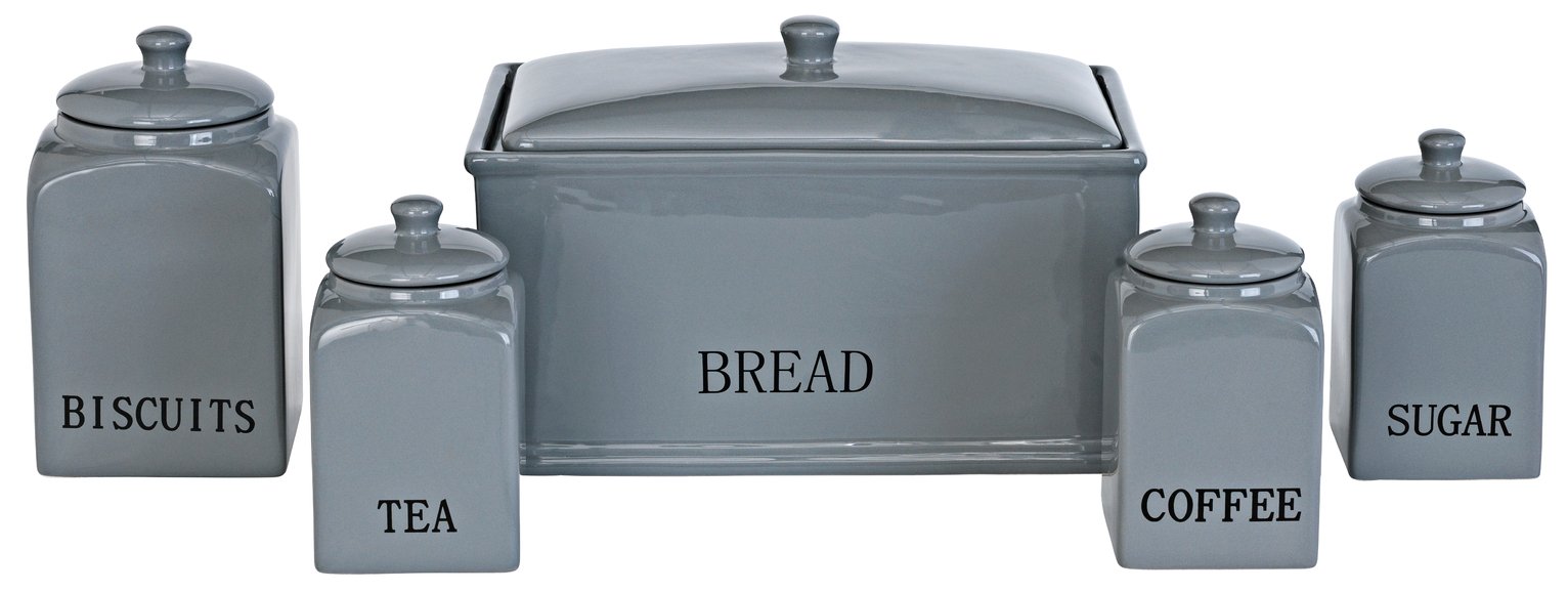 Argos Home Bistro 5 Piece Ceramic Storage Set Grey (8476117) Argos