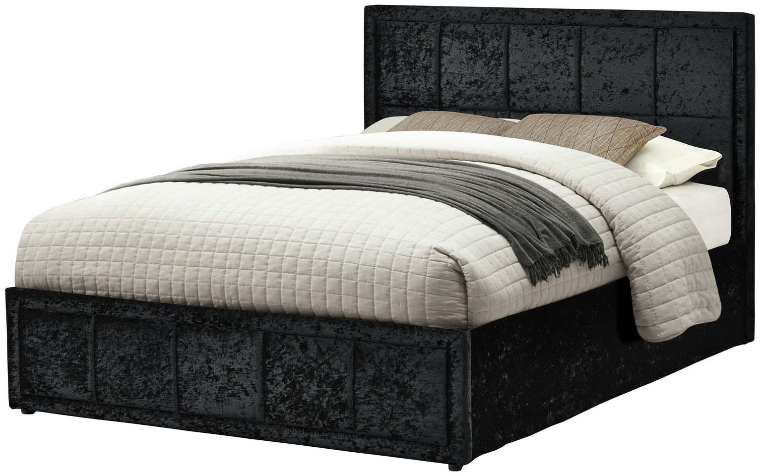 Birlea Hannover Black Velvet Double Ottoman Bed Frame at Argos Reviews