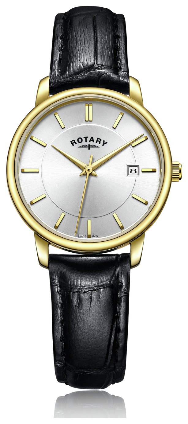 Rotary Ladies' Gold Plated Black Leather Strap Watch Reviews