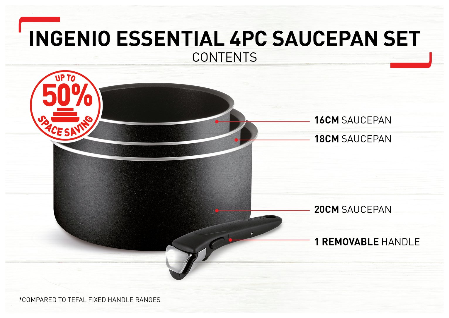 Tefal Ingenio 4 Piece Non Stick Aluminium Saucepan Set Reviews