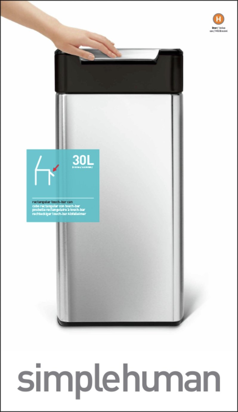 simplehuman 30 Litre Touch Top Bar Bin Reviews