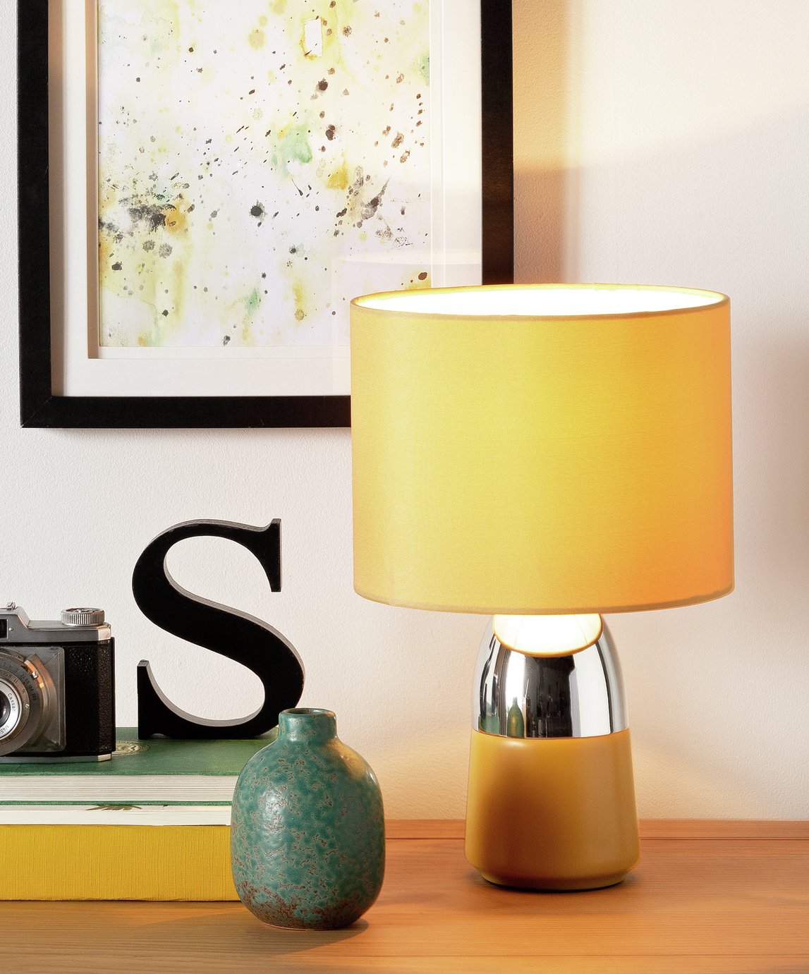Argos Home Duno Mustard & Chrome Touch Table Lamp Reviews