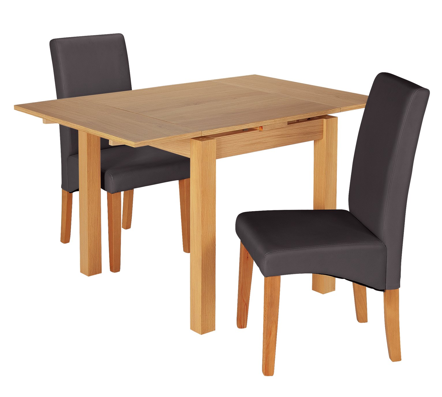 Argos Home Clifton Oak Extending Table & 2 Charcoal Chairs (8684590