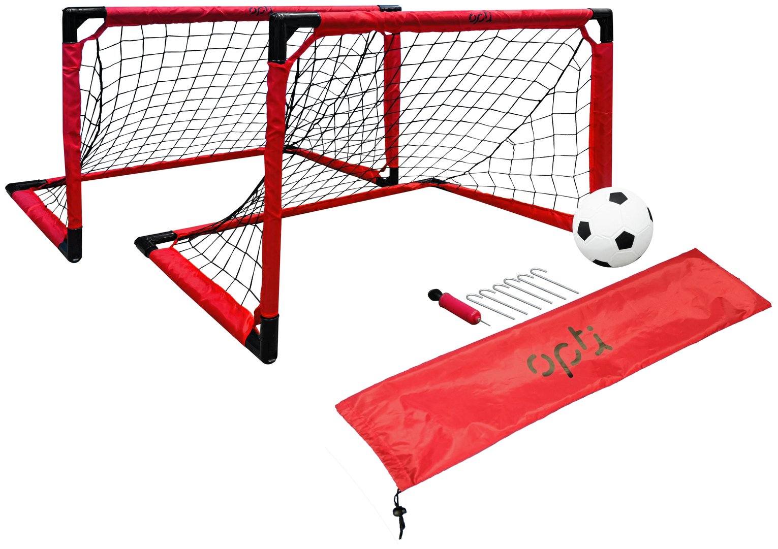 Opti Ball, Pump and 3 x 2ft 1 on 1 Football Goal Set of 2 (8688376