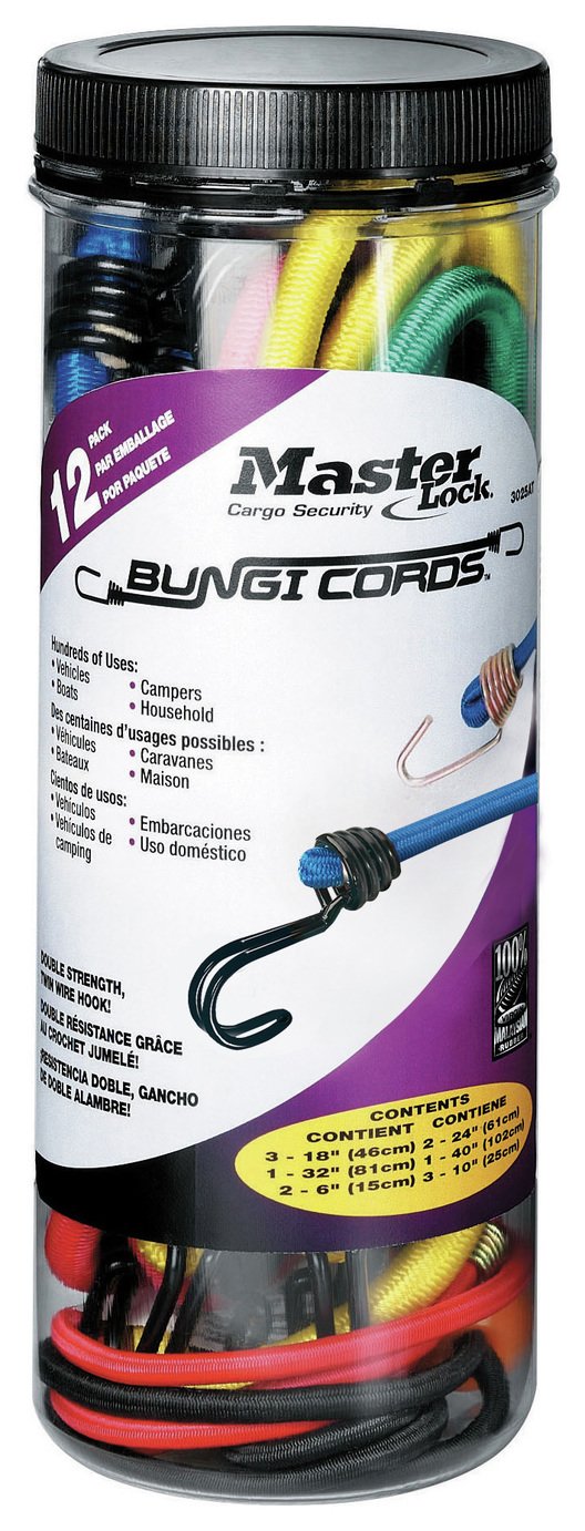 Master Lock 12 Piece Bungee Cord Set 4x60cm, 4x80cm, 4x100cm (8814755