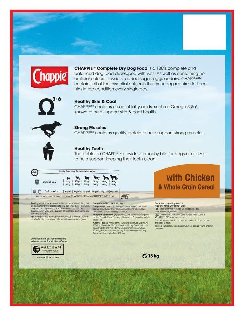 Chappie Complete Dry Dog Food Chicken Wholegrain Cereal 15kg Reviews