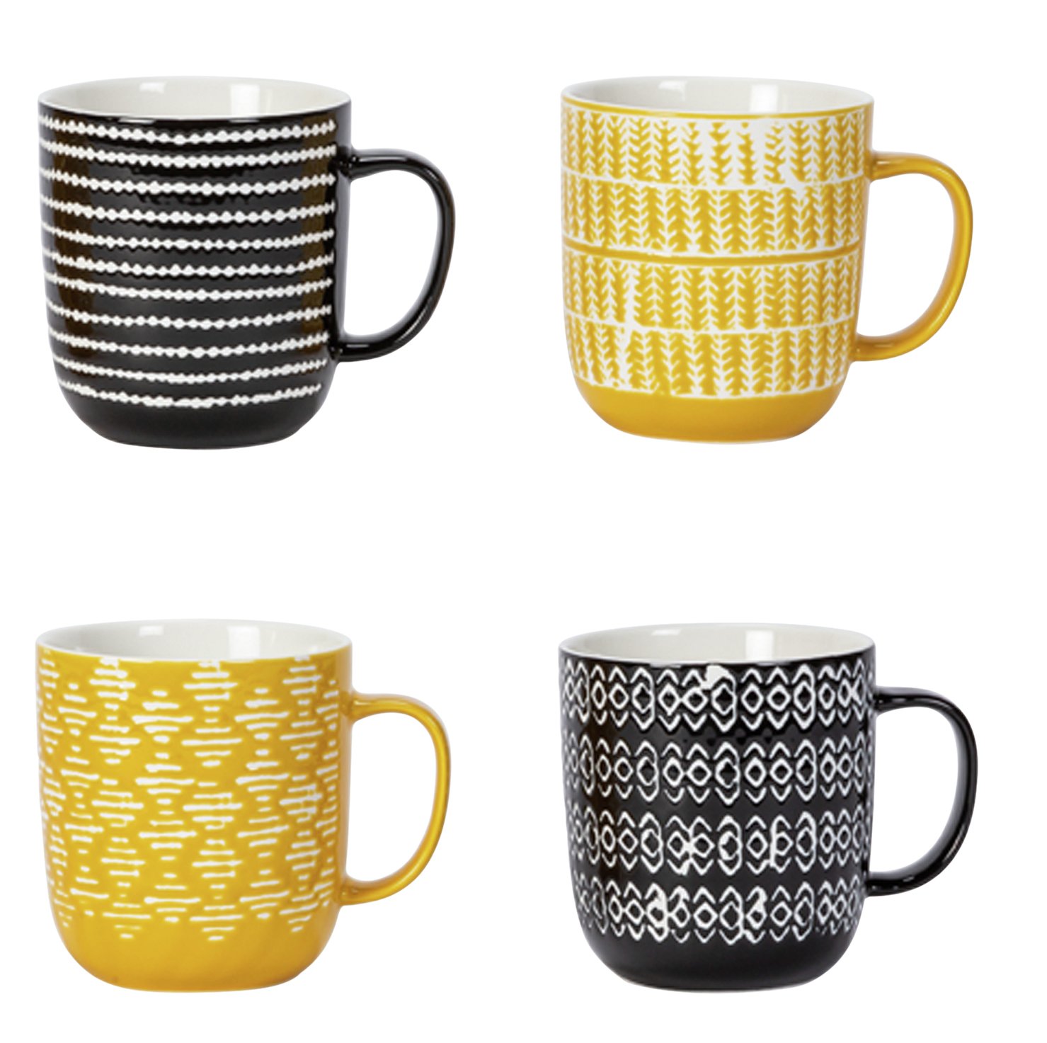 Argos Home Global Monochrome Set of 4 Wax Resist Mugs Reviews