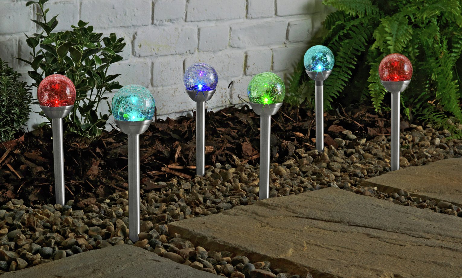 Argos Home Set of 6 Crackle Glass Colour Change Solar Lights Reviews
