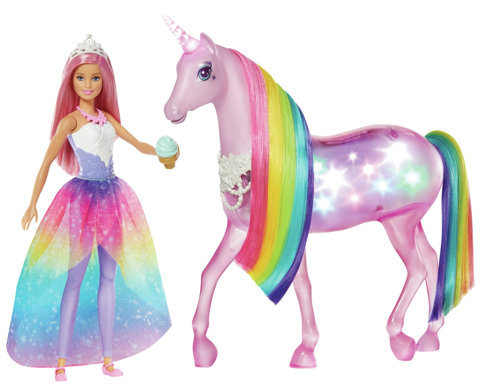 Barbie Dreamtopia Magical Lights Unicorn & Doll Playset (8895970) Argos Price Tracker