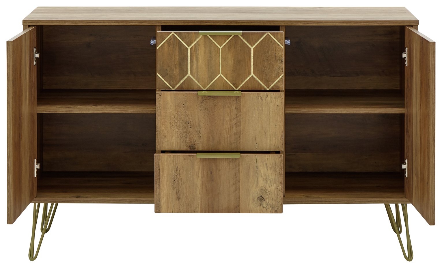 GFW Orleans 2 Door 3 Drawer Sideboard Mango Wood Effect (8938961