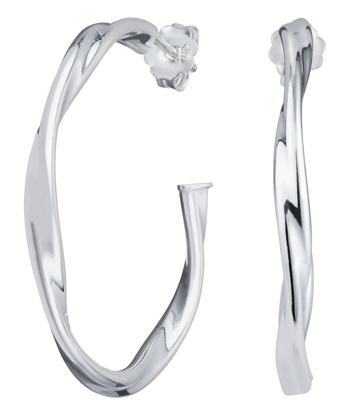 Revere 9ct Gold Plated Sterling Silver Twist Hoop Earrings (8959988