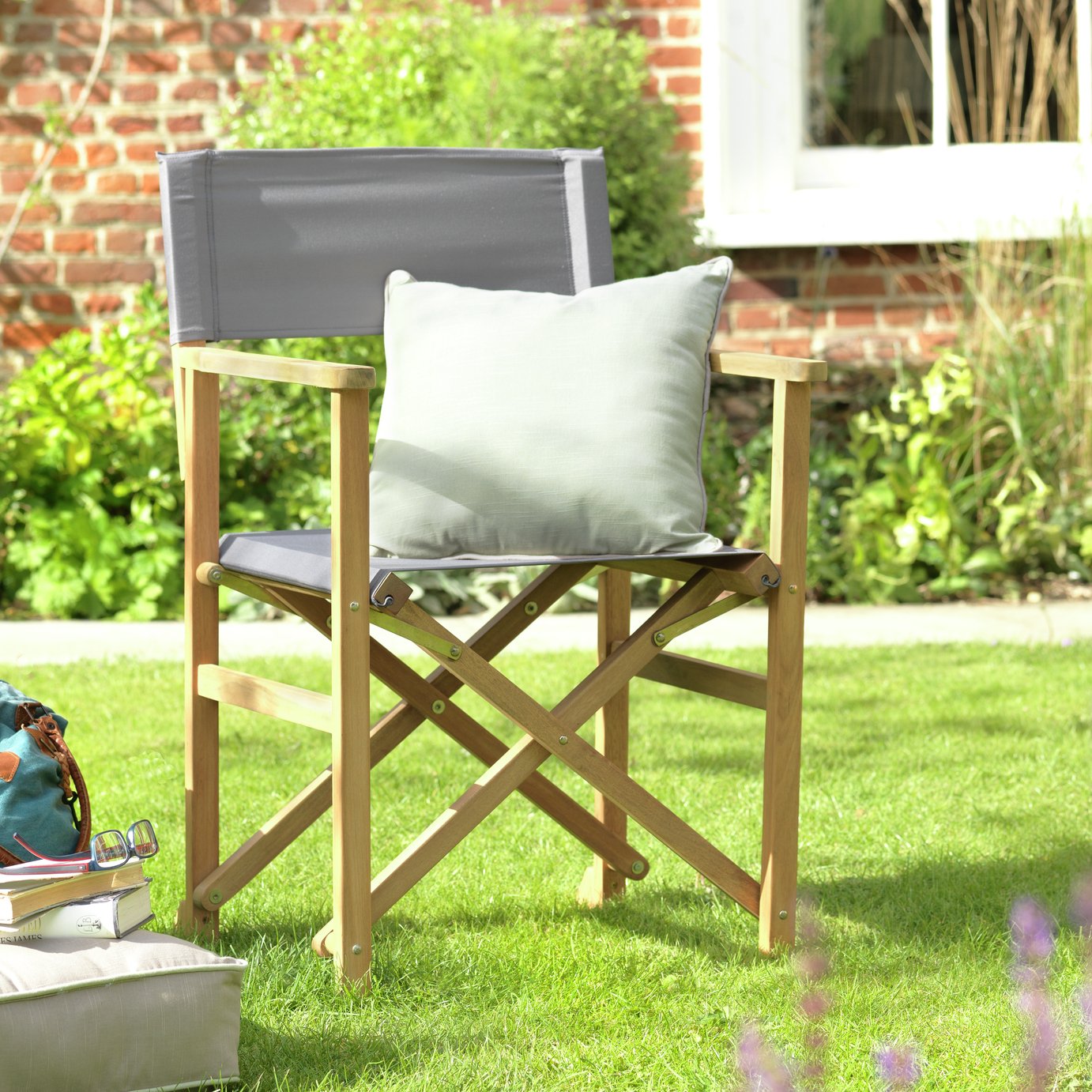 Habitat Wooden Director Chair Charcoal at B&Q, Wickes, Dunelm