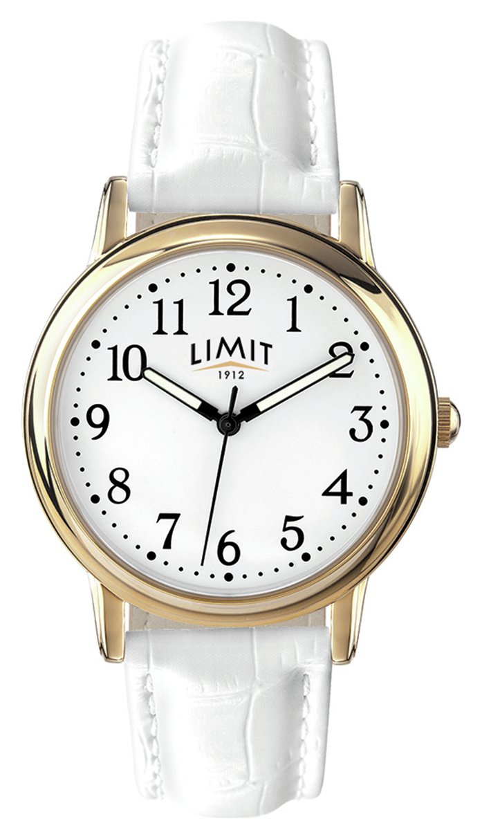 Limit Ladies' Quartz Gold Plated White Strap Watch