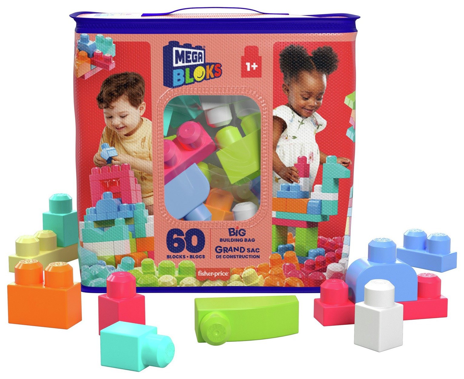 Mega Bloks 60 Piece First Builders Big Building Bag Pink (9082603