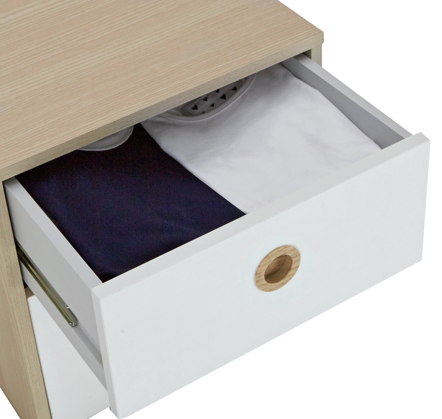 Argos Home Camden White & Acacia 2 Drawer Bedside Reviews