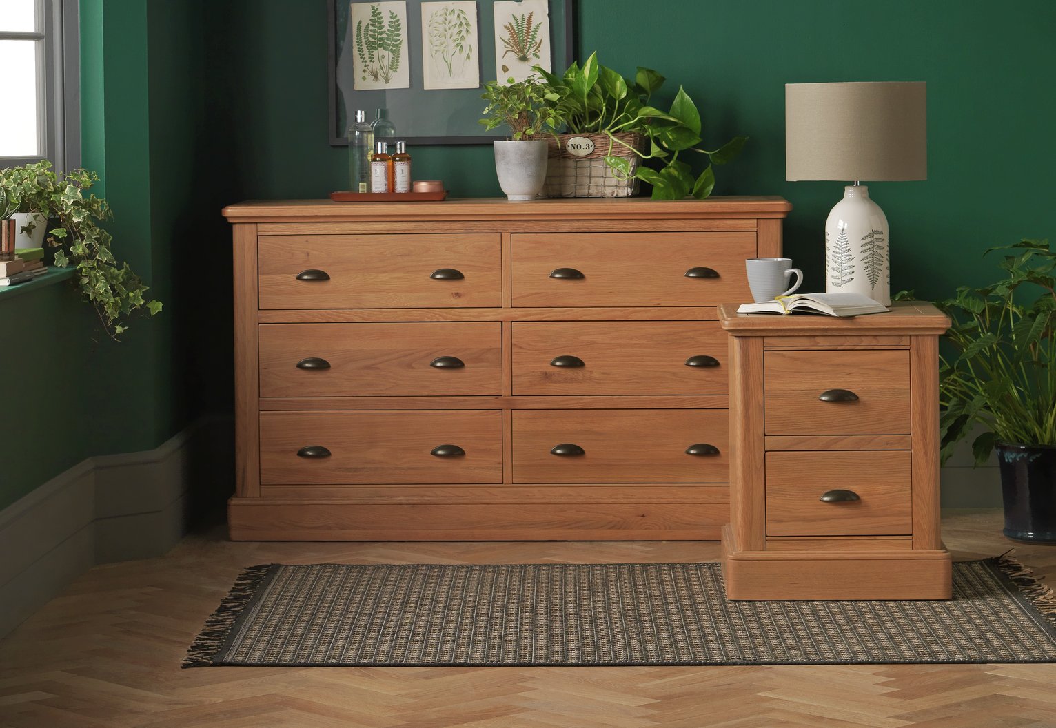 Argos Home Oakham Oak Bedside & 3+3 Drawer Chest Package Reviews