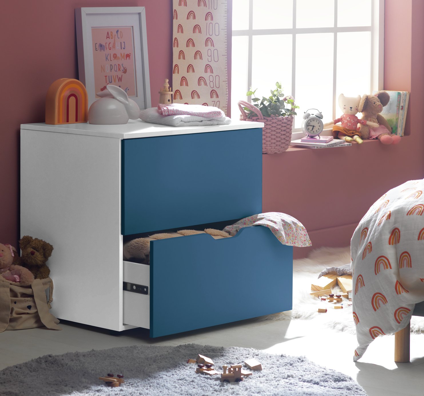 Habitat Kids Pod 2 Drawer Low Chest of Drawers Blue (9208092) Argos