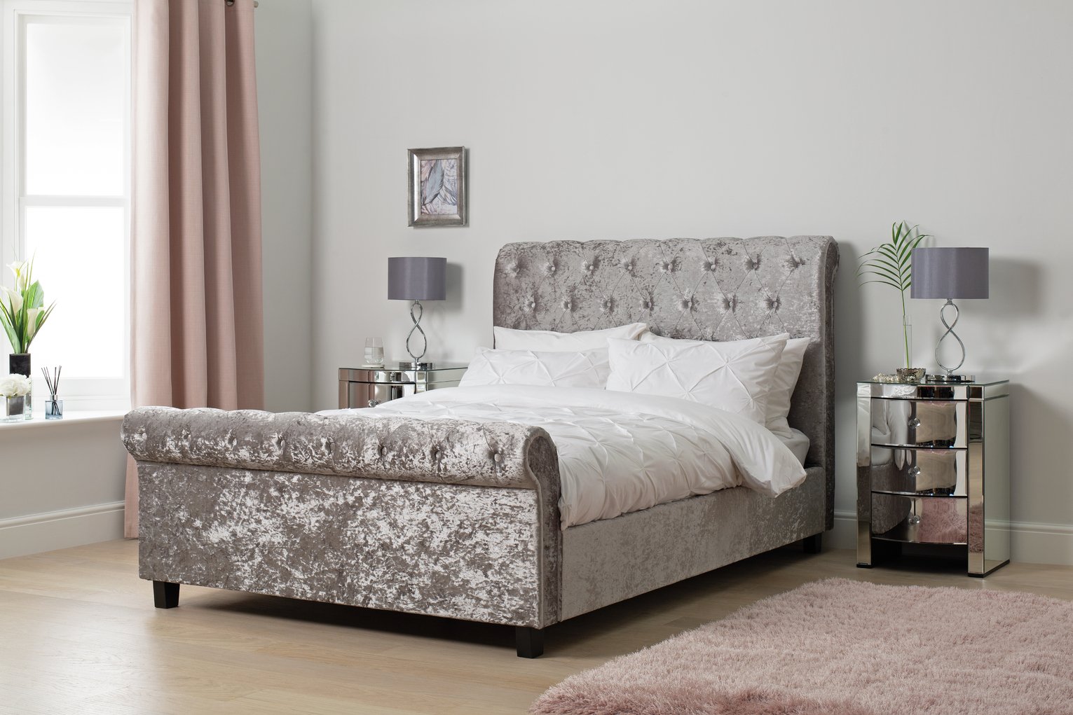 Argos Home Penelope Crushed Velvet Kingsize Bed Reviews Updated May 2023