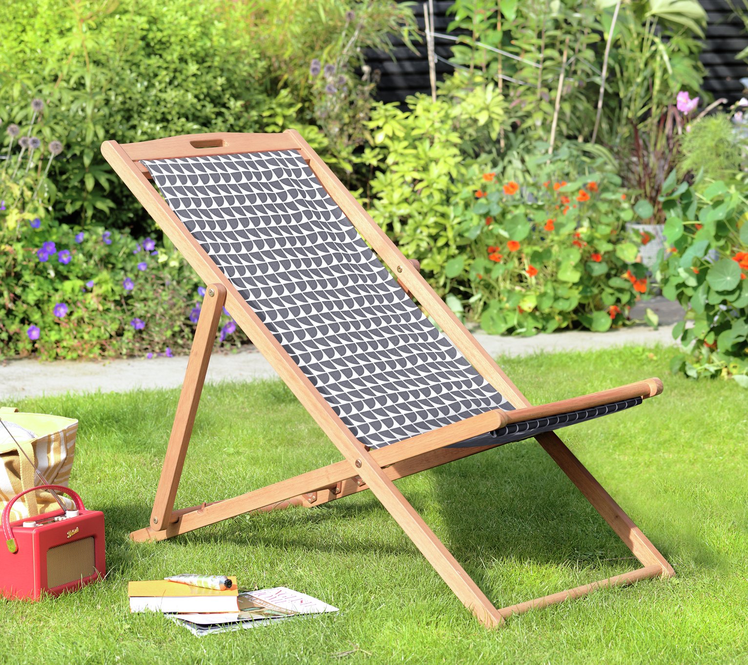 Habitat Wood Deck Chair Charcoal Best Prices Sale at B&Q, Wickes