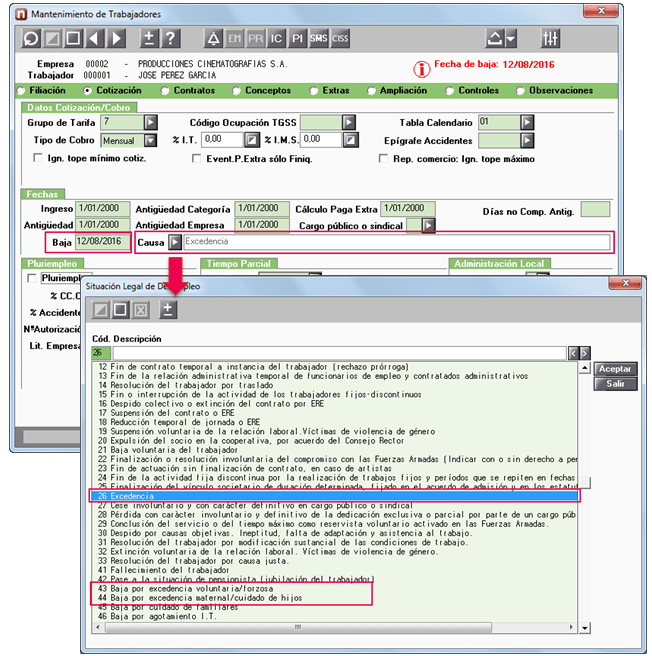 ¿Cómo informar en un trabajador una situación de excedencia?