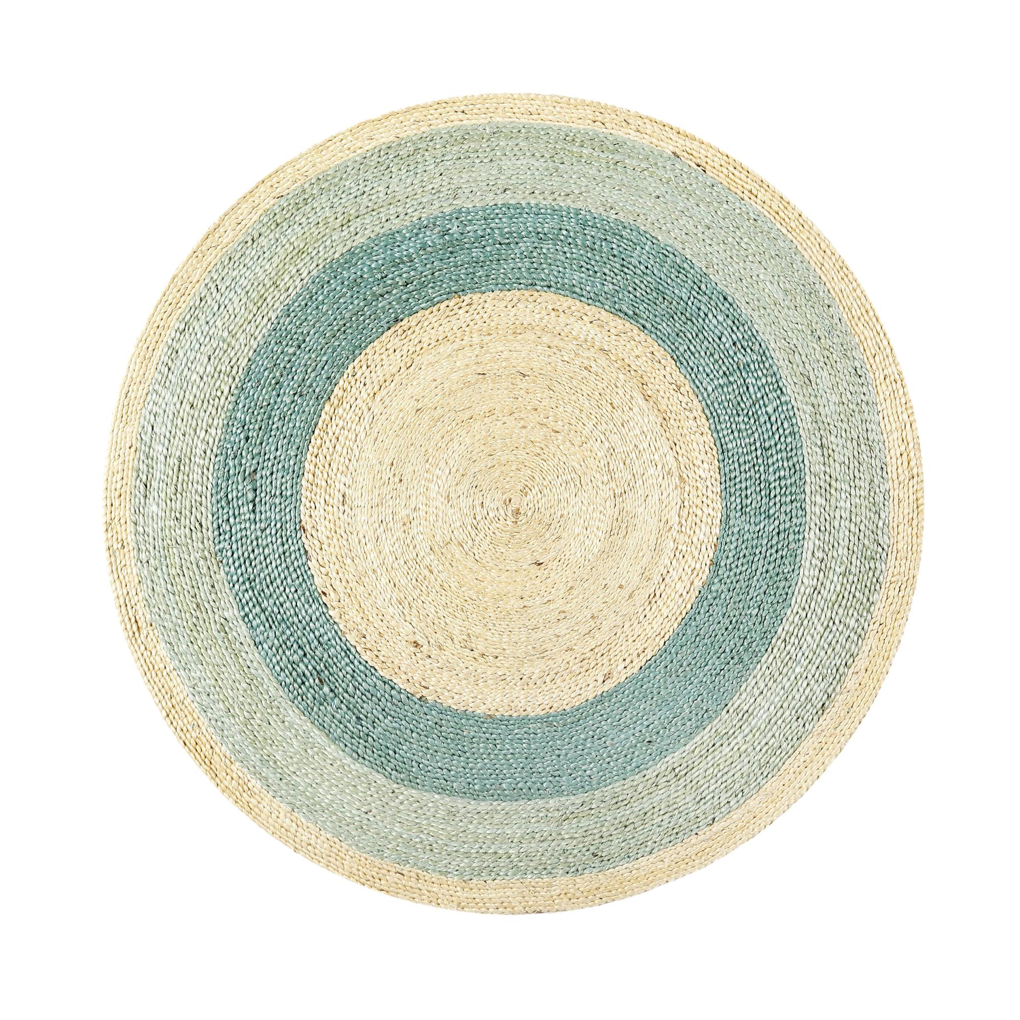 Tapis Rond En Jute Naturelle Et Rose, Diamètre 100cm