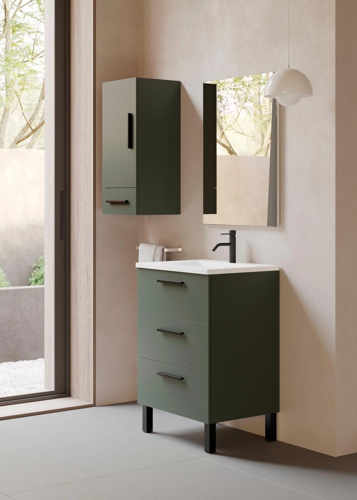 Mueble de baño con lavabo Madrid verde 60x45 cm Leroy Merlin